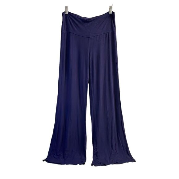 ISAAC LEIV Women's Fold Over Waist Palazzo Pants Navy Blue Size Medium - Picture 1 of 10